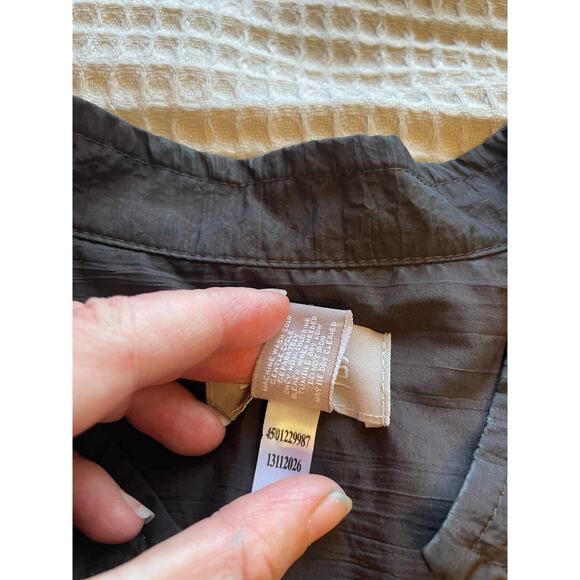 Chico’s Brown Nylon Textured Open Front Ruffle Grandmacore Jacket Size 3 (XL) - Picture 12 of 12